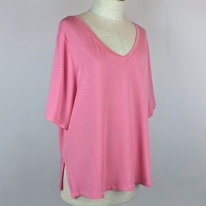Athleta Nighttime Bliss Sleep Lounge T Short Sleeve Relaxed Fit Hot Pink XL NWT